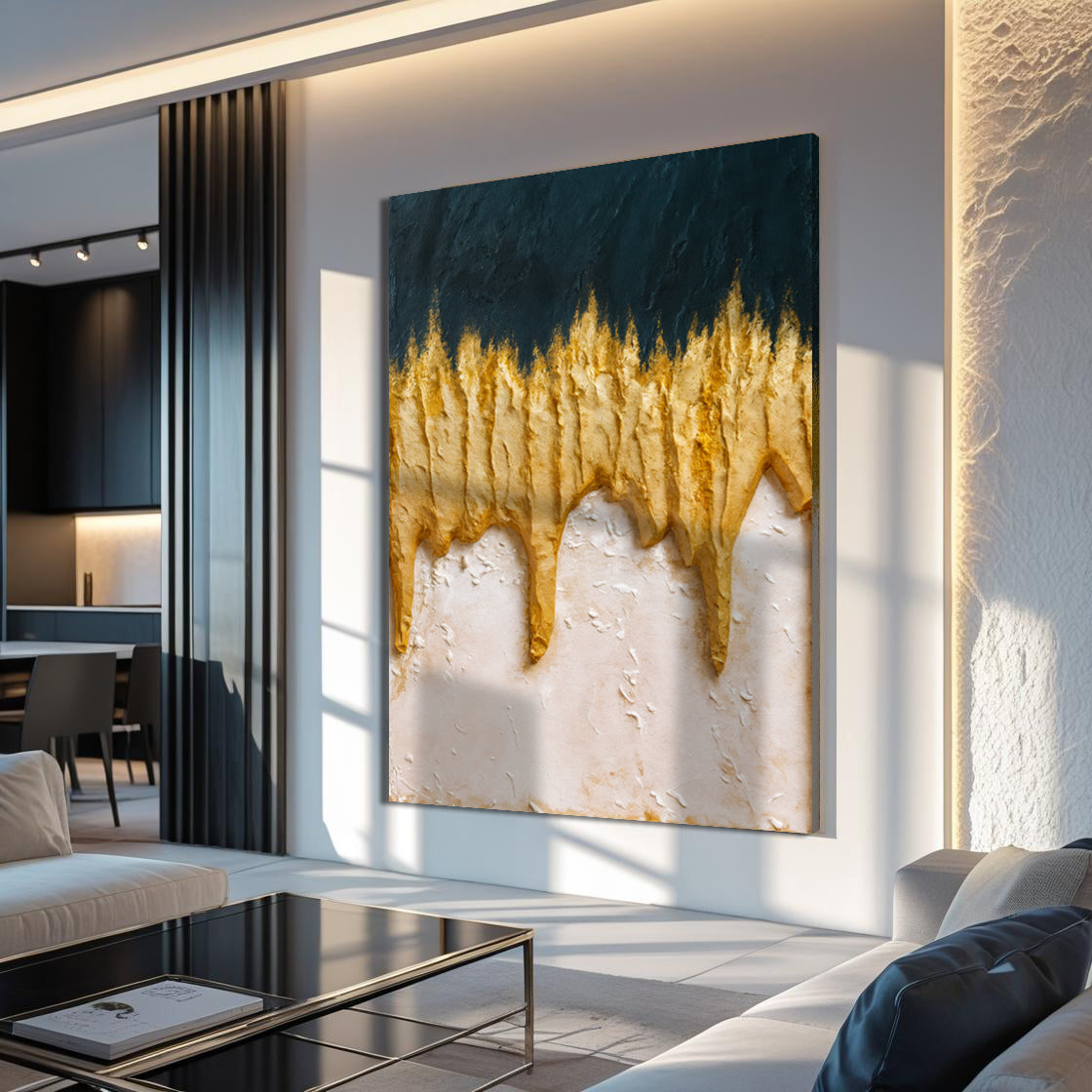 Abstract Blue And Gold Wall Art, photo 4 of 10