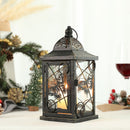9.5” High Rustic Metal Lantern Candle Holder For Home DecorWhite With Gold Brush by JHY DESIGN