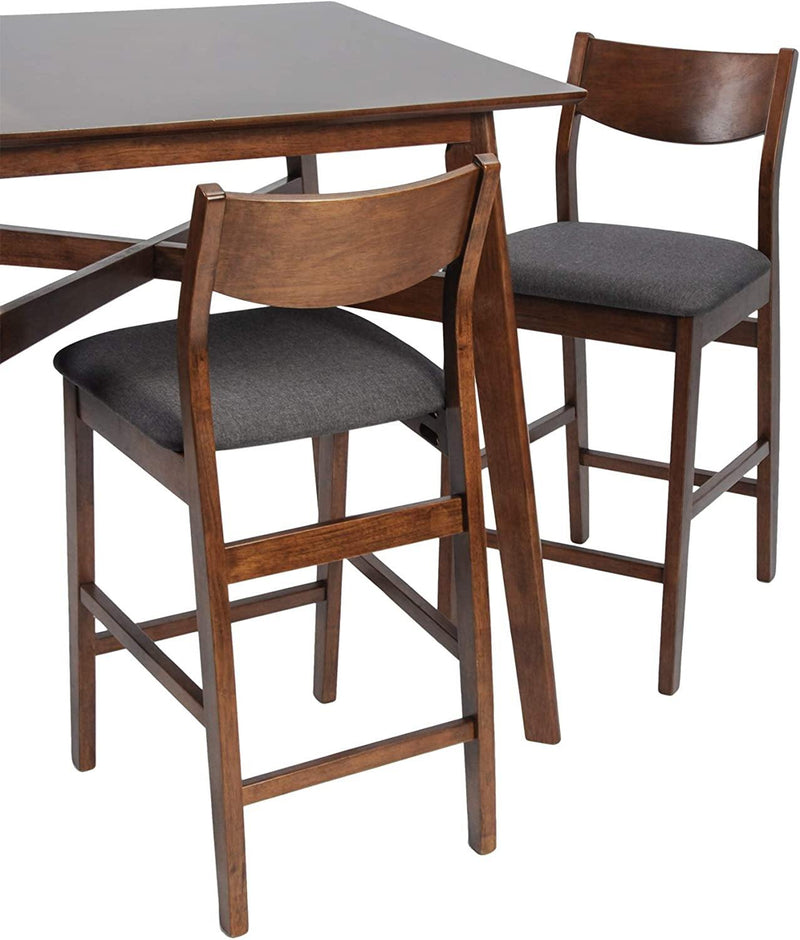 24" Counter Height Chairs Set of 2 Upholstered Dining Chair Bar Stools, Solid Wood Leg, Soft Cushion, Pub Height, Ergonomics Back