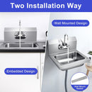 Stainless Steel Sink Wall Mount Hand Washing Sink with Faucet and Back Splash by LJGDeals