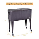 80QT Outdoor Party Portable Rattan Rolling Cooler Cart by LJGDeals