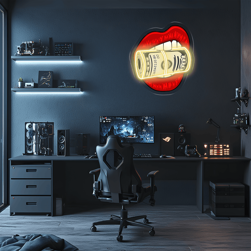 Kiss Dollars Plexiglass Neon Art, Dollars Neon Sign, Neon Light Sign, Neon Wall Art, Neon Sign, Neon Light Sign, Neon Gifts, Gamer Gifts