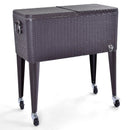 80QT Outdoor Party Portable Rattan Rolling Cooler Cart by LJGDeals