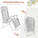 2 Pieces Folding Recliner Zero Gravity Lounge Chair - Beige