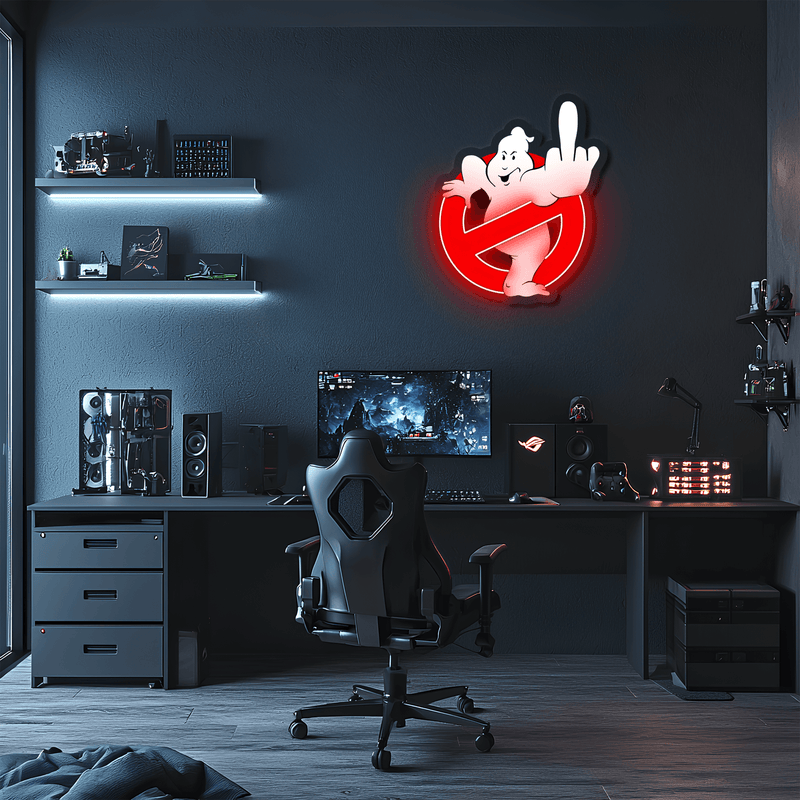 Ghostbusters Plexiglass Neon Art, Uv Print Neon Sign, Neon Light Sign, Neon Wall Art, Neon Sign, Neon Light Sign, Neon Gifts, Housewarming