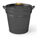 2.9 Gallon Metal Coal Ash Can with Wooden Lid and Side Grips for Fireplace Fire Pits