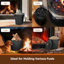 2.9 Gallon Metal Coal Ash Can with Wooden Lid and Side Grips for Fireplace Fire Pits