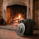 2.9 Gallon Metal Coal Ash Can with Wooden Lid and Side Grips for Fireplace Fire Pits by LJGDeals