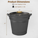 2.9 Gallon Metal Coal Ash Can with Wooden Lid and Side Grips for Fireplace Fire Pits