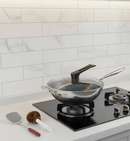 13.3″ Stainless Steel Wok Pan with Lid & Spatula – Nonstick – All Cooktops by 2Dropme