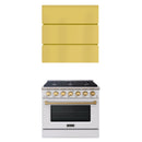 Akicon 36" Stainless Steel Range Hood with 600 CFM Insert & 6-Burner Gas Range Combo – Powerful Ventilation, Convection Oven, Multiple Finishes