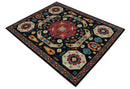 Wool Hand-Knotted Mamluk Traditional Rug - Black Maroon Beige