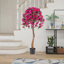 Set of 2 4.5 Feet Artificial Azalea Tree with Cement Pot-Red by LJGDeals