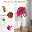 Set of 2 4.5 Feet Artificial Azalea Tree with Cement Pot-Red