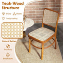 Set of 2 Boho Dining Chairs Rattan with Teak Wood Structure and Footrests by LJGDeals