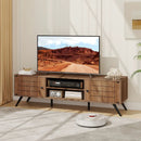 2-Door TV Stand for TVs up to 65 Inch with Open Shelves-Oak by LJGDeals