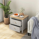 2-Drawer Nightstand with Rubber Wood Legs by LJGDeals