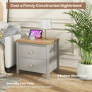 2-Drawer Nightstand with Rubber Wood Legs by LJGDeals