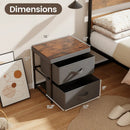 2-Drawer Nightstand with Removable Fabric Bins and Pull Handles by LJGDeals