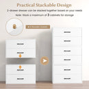 2-Drawer Stackable Horizontal Storage Cabinet Dresser Chest with Handles by LJGDeals