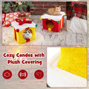 2 Gift Box Shaped Cute Christmas Cat House with Bow-Multicolor by LJGDeals