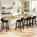 24.5 Inch Swivel Wooden Bar Stools Set of 4 with Rubber Wood Legs and Low Back