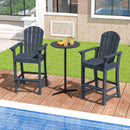 Set of 2 Counter Height Outdoor HDPE Bar Stool with Armrests and Footrest