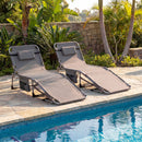 Set of 2 Tanning Chairs with Face Arm Holes Portable with 4-Level Backrest