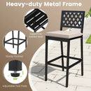 Set of 2 Patio Bar Chairs Counter Height with Detachable Cushion and Footrest-Argyle Pattern by LJGDeals