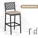 Set of 2 Patio Bar Chairs Counter Height with Detachable Cushion and Footrest-Argyle Pattern by LJGDeals