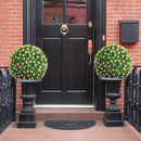 2 PCS Artificial Plant Topiary Balls 17.5 Inch Faux Decorative Balls with Pink Flowers by LJGDeals