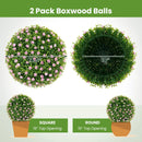 2 PCS Artificial Plant Topiary Balls 17.5 Inch Faux Decorative Balls with Pink Flowers by LJGDeals