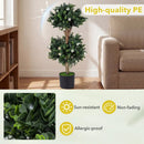 2 Pack 36" Artificial Double Ball Boxwood Topiary Tree with 41 Blossoms by LJGDeals