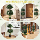 2 Pack 36" Artificial Double Ball Boxwood Topiary Tree with 41 Blossoms by LJGDeals