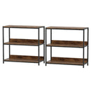2-Pack 3-Tier Industrial Bookshelf with Metal Frame by LJGDeals