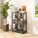 2 Pack 3 Tier Tall Metal Plant Stand with Drawer and Display Shelf-Gray by LJGDeals