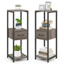 2 Pack 3 Tier Tall Metal Plant Stand with Drawer and Display Shelf-Gray by LJGDeals