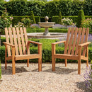 Acacia Wood Patio Dining Chair with Curved Seat & Armrests by LJGDeals