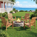 Acacia Wood Patio Dining Chair with Curved Seat & Armrests by DirectDeals