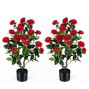 Artificial Camellia Tree in Cement Pot - 35.5" (2-Pack) by LJGDeals