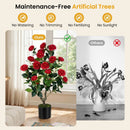 Artificial Camellia Tree in Cement Pot - 35.5" (2-Pack) by LJGDeals