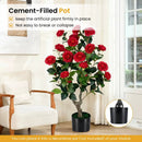 Artificial Camellia Tree in Cement Pot - 35.5" (2-Pack) by LJGDeals
