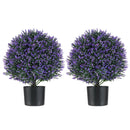 2 Pack Artificial Lavender Topiary Ball Tree Faux Shrub Bushes with Flowers-Purple by DirectDeals