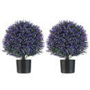 2 Pack Artificial Lavender Topiary Ball Tree Faux Shrub Bushes with Flowers-Purple by LJGDeals