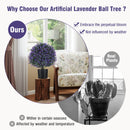 2 Pack Artificial Lavender Topiary Ball Tree Faux Shrub Bushes with Flowers-Purple by DirectDeals
