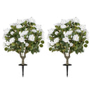 2 Pack Artificial Rose Flower Trees with Spikes and 18 White Flowers-White by LJGDeals
