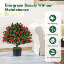 2 Pack Artificial Rose Topiary Ball Trees with PP Cement by DirectDeals