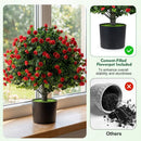 2 Pack Artificial Rose Topiary Ball Trees with PP Cement by LJGDeals