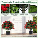 2 Pack Artificial Rose Topiary Ball Trees with PP Cement by LJGDeals