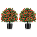 2 Pack Artificial Rose Topiary Ball Tree Faux Shrub Bushes with Flowers-Red by LJGDeals